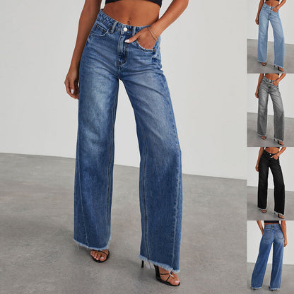 Loom & Soul™ Jeans Rectos de Cintura Alta – Pantalones Vaqueros de Mujer de Pierna Ancha de Corte Ajustado