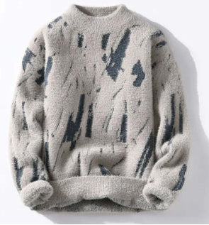 Pull en maille épais doublé polaire pour homme – Coupe ample d'hiver