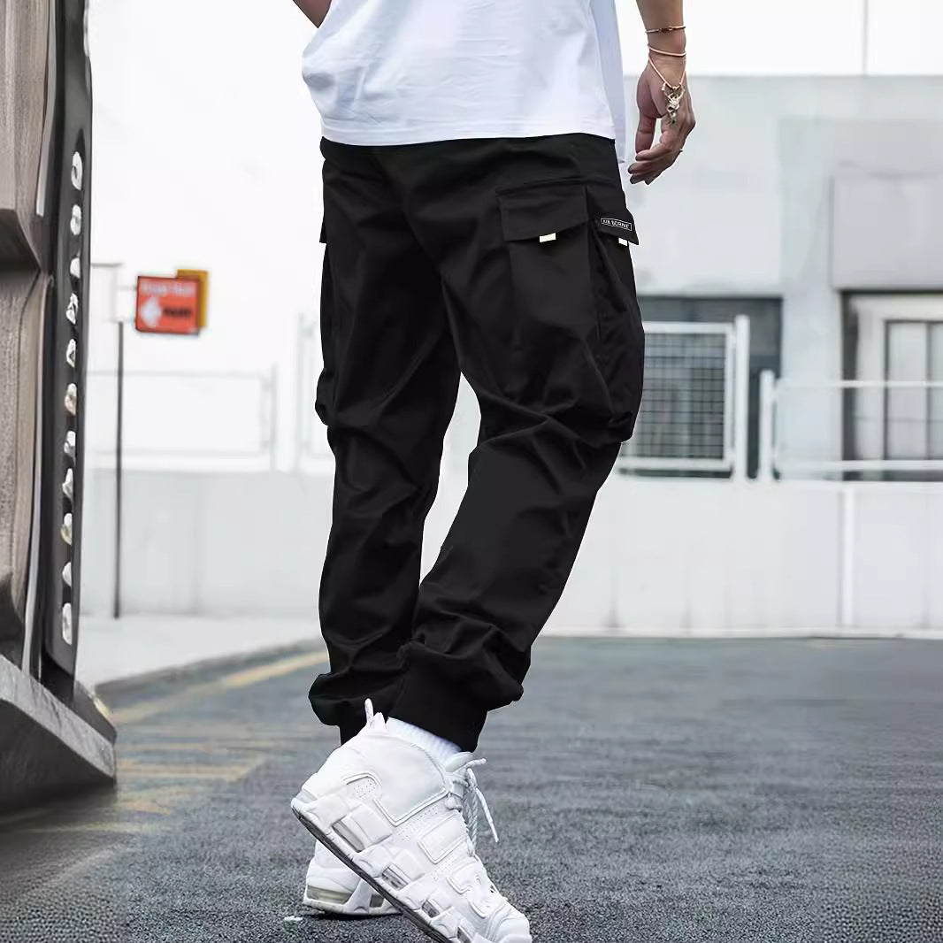 Pantalones Cargo para Hombre Loom & Soul™ – Pantalones con Cordón, Múltiples Bolsillos, Estilo Hip-Hop Urbano