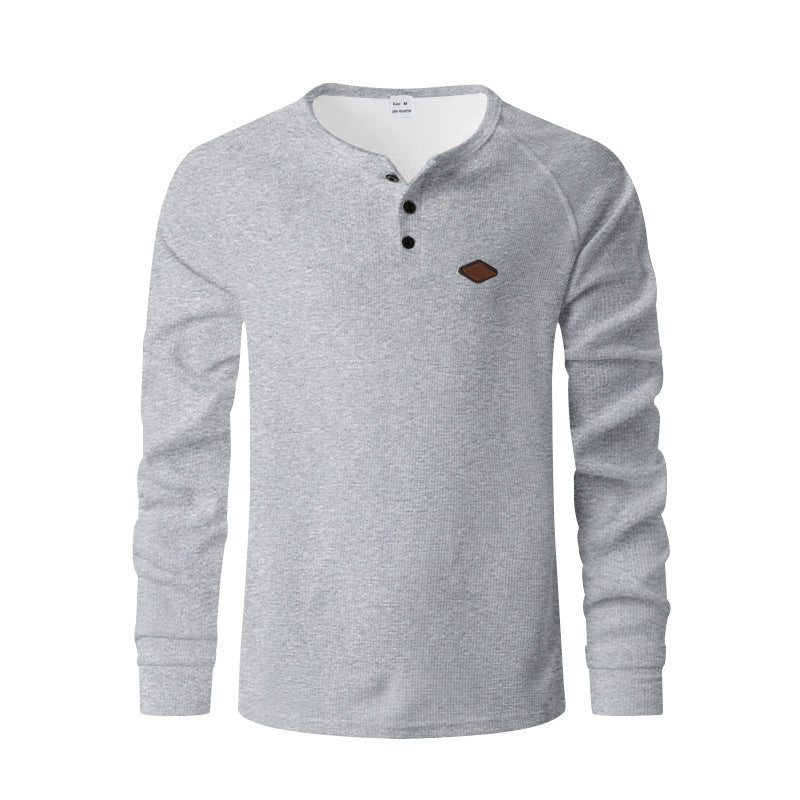 Men’s Waffle Henley Long Sleeve – Quick-Dry Raglan Loose Fit