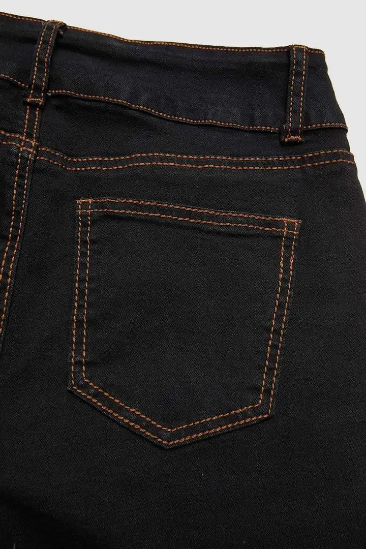 Vaqueros acampanados de tiro alto para mujer – Denim de doble botón con control de abdomen