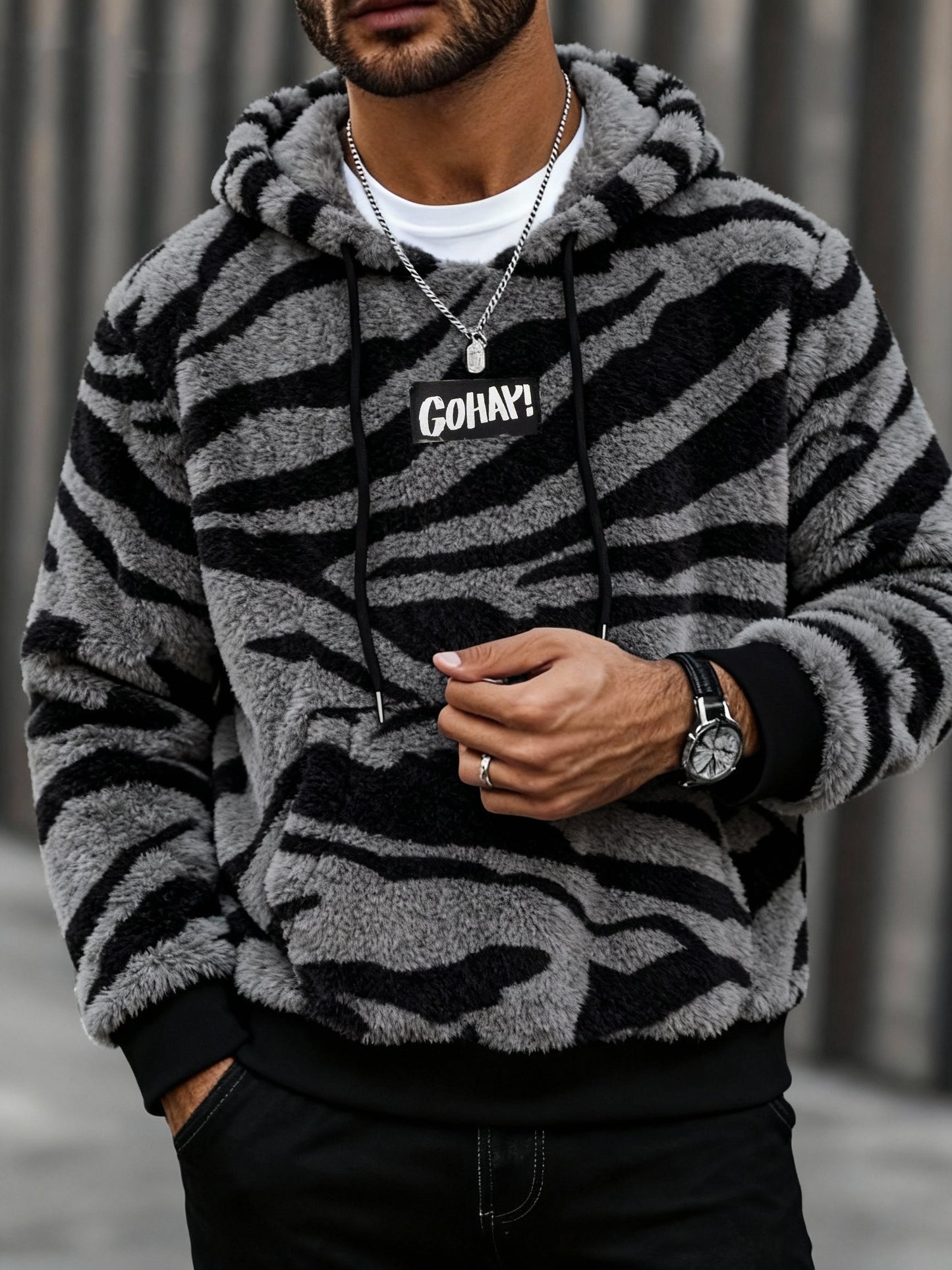 Sweat à Capuche Imprimé Léopard Homme – Sweat-shirt Doux Tendance Streetwear