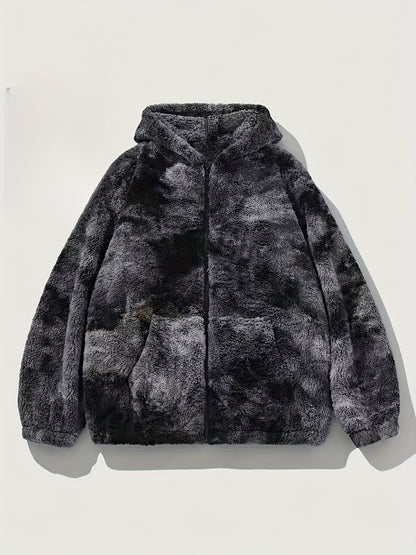Veste polaire tie-dye Loom & Soul pour homme – Vêtement d'extérieur chaud à capuche en molleton doux et moelleux