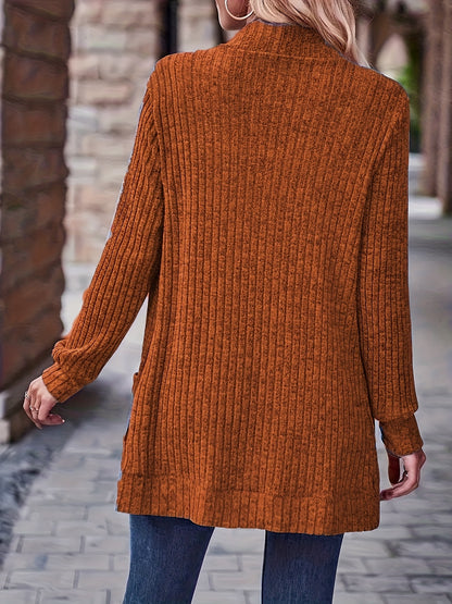 Blusa elegante de corte holgado para mujer – Blusa de manga larga color amarillo mostaza
