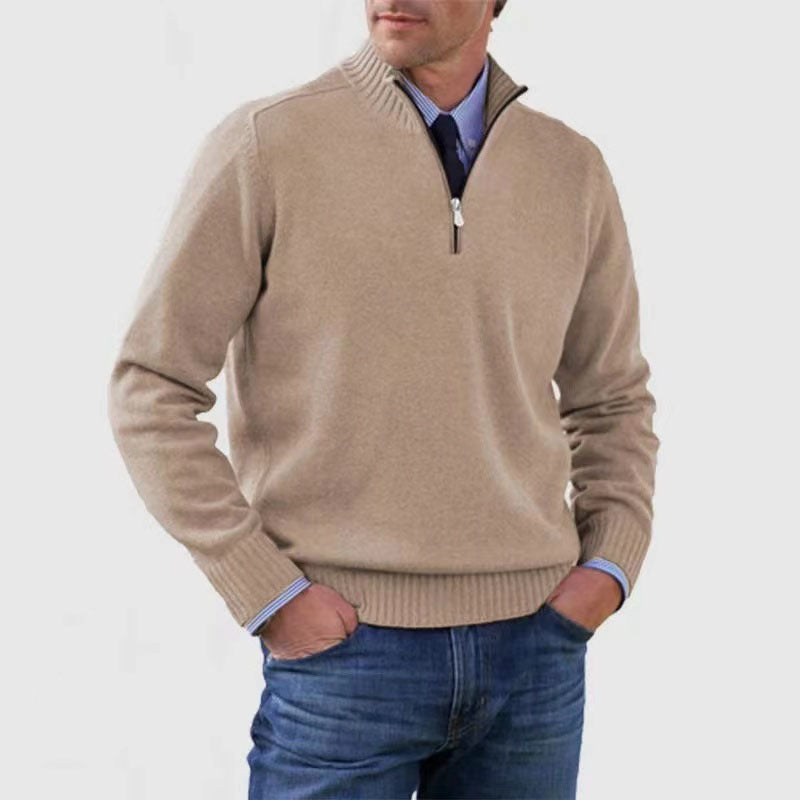 Suéter de cuello alto para hombre Loom & Soul™ – Jersey de punto de invierno ajustado con cremallera en el cuello