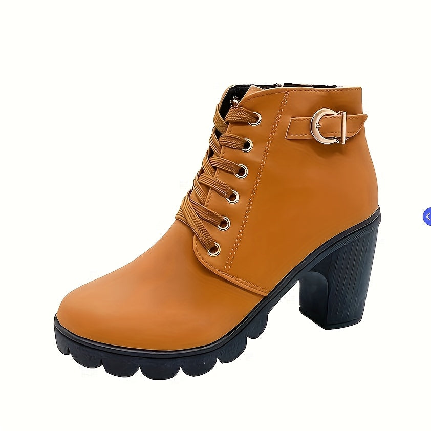 Women’s Thick Heel Ankle Boots – Zip Up Black Comfort Fit