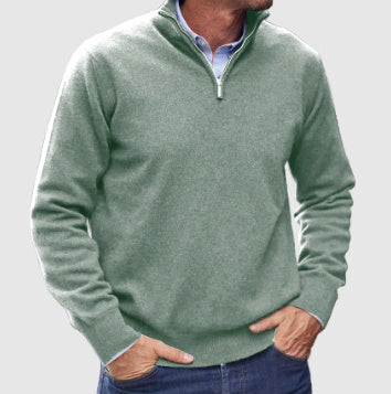 Suéter de cuello alto para hombre Loom & Soul™ – Jersey de punto de invierno ajustado con cremallera en el cuello