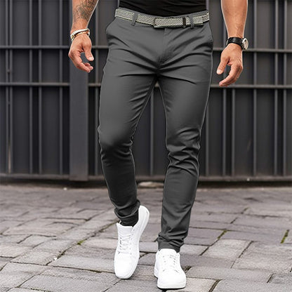 Pantalones de vestir elásticos de corte entallado para hombre