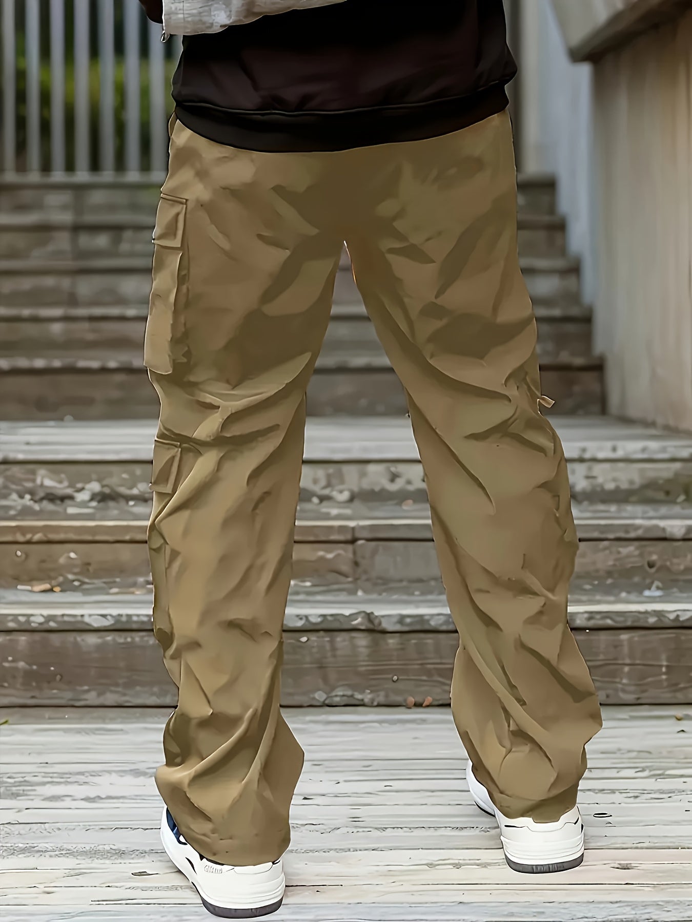 Pantalones cargo negros para hombre – Joggers sueltos multiziper para exteriores, para primavera/otoño