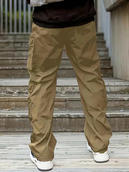 Pantalones cargo negros para hombre – Joggers sueltos multiziper para exteriores, para primavera/otoño