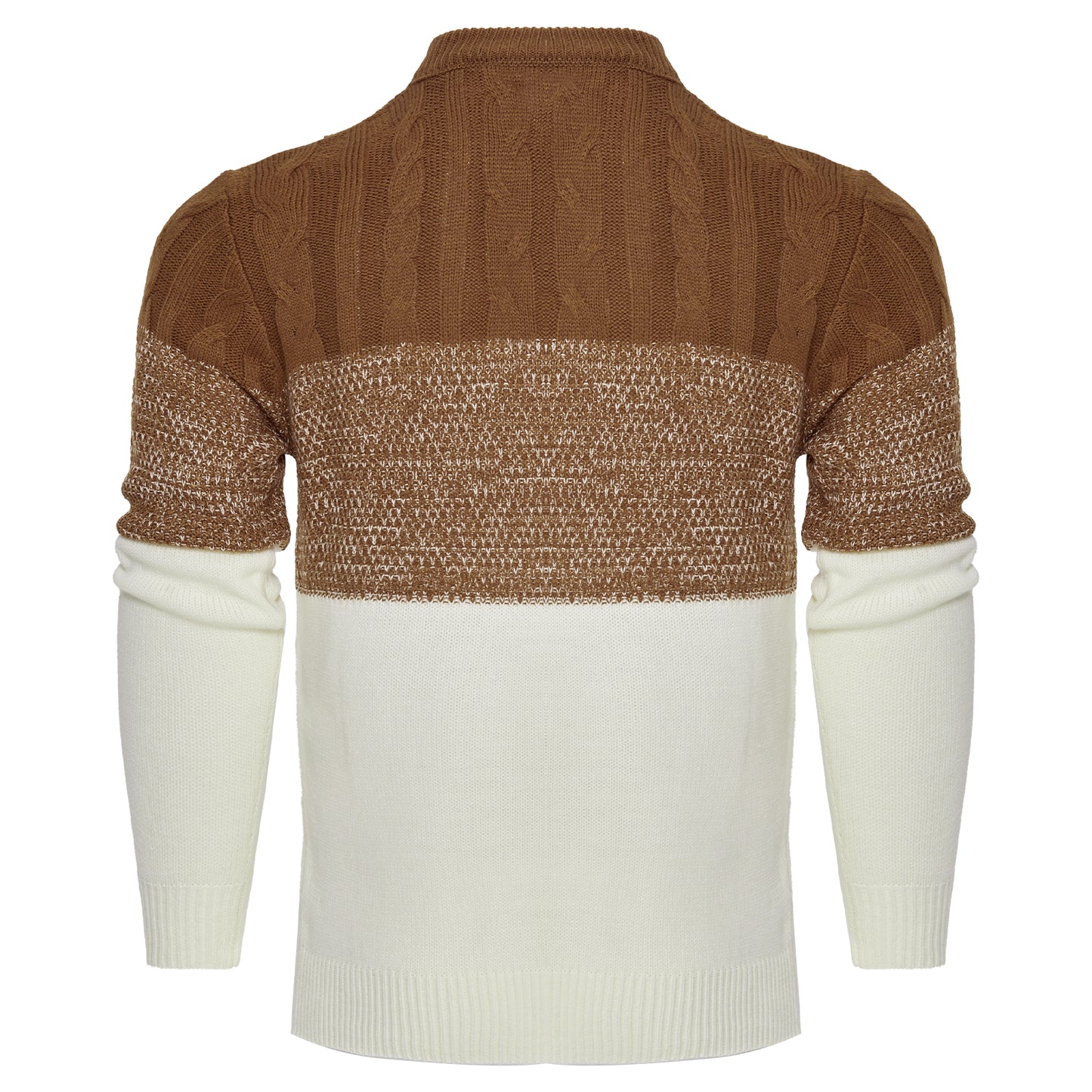 Men’s Color Block Cable Knit Sweater – Long Sleeve Pullover