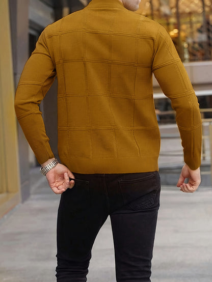 Jersey de cuello cisne de algodón para hombre – Suéter de punto prémium
