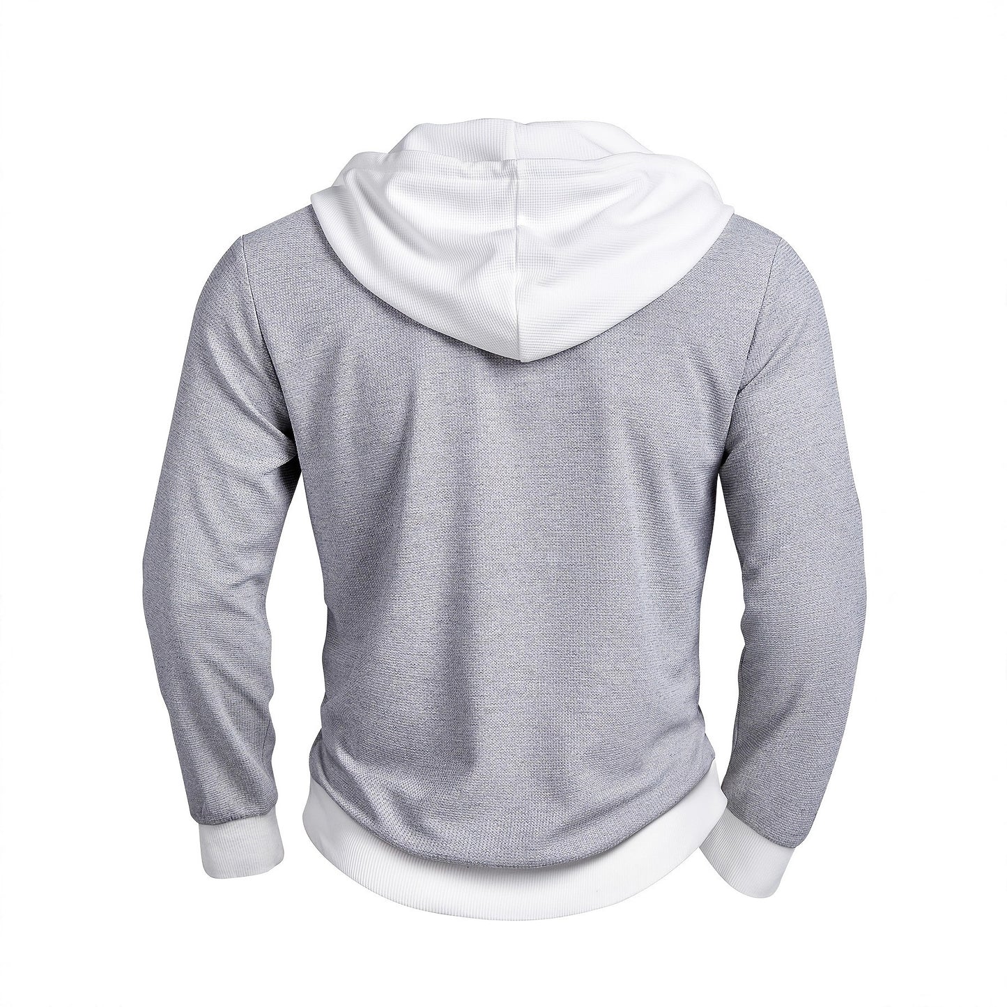 Sudadera con capucha de punto gofre y botones para hombre – Manga larga de ajuste entallado con contraste