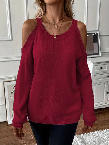 Suéter de punto suave para otoño/invierno con cuello redondo elegante para mujer