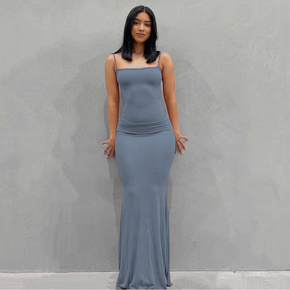 Vestido Largo Maxi A-Line sin Mangas – Vestido de Verano Minimalista de Cintura Alta