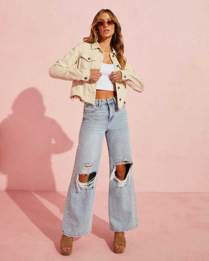 Loom & Soul™ Jeans ajustados rasgados – Pantalones de mezclilla elásticos de talle alto para mujer