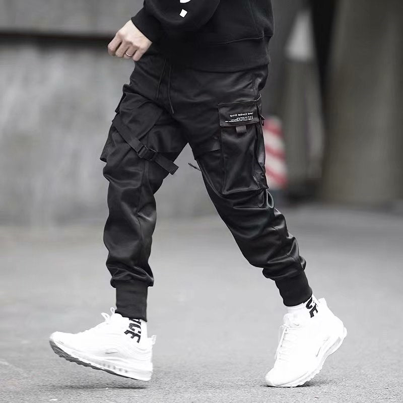 Loom & Soul™ Pantalones de Chándal Harem con Cintas – Pantalones Cargo Urbanos Multibolsillos para Hombre