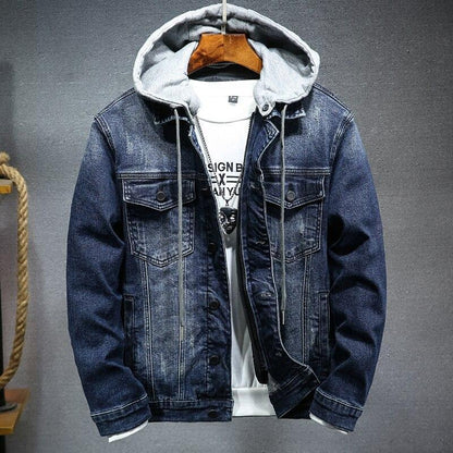 Chaqueta de mezclilla gruesa para hombre Loom & Soul – Abrigo de algodón con capucha y ajuste ceñido para invierno