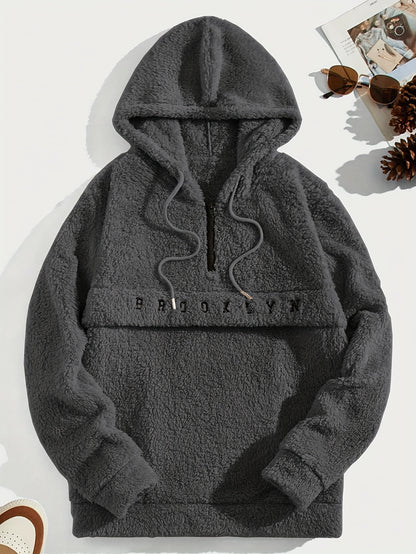 Sweat à capuche en molleton doux pour hommes – Demi-zip « Brooklyn » Pull d'hiver