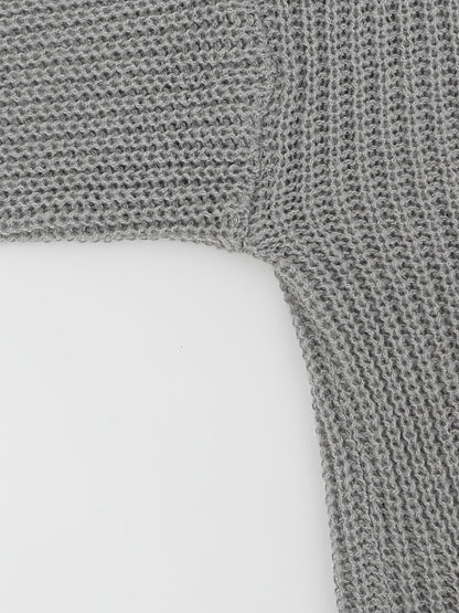 Elegante cárdigan acanalado con cuello en V profundo – Suéter de punto de otoño/invierno para mujer