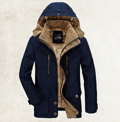 Abrigo de algodón con capucha para hombre – Cárdigan de invierno grueso con múltiples bolsillos