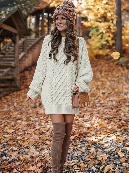 Suéter Vika para mujer - Jersey de punto midi holgado con cuello redondo