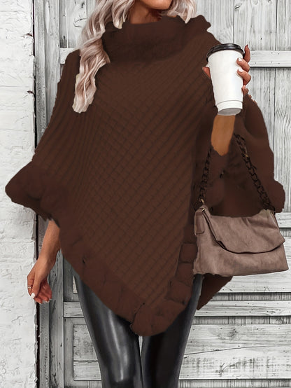 Cape en fausse fourrure pour femme – Vêtement d'extérieur d'hiver élégant à col en peluche