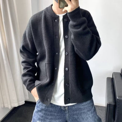 Cárdigan de punto grueso para hombre – Chaqueta de punto cálida con botones