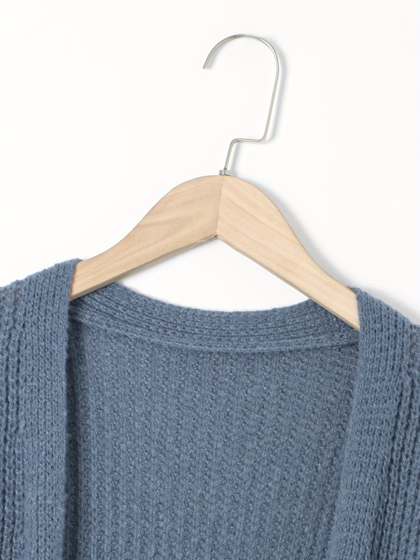 Elegante cárdigan acanalado con cuello en V profundo – Suéter de punto de otoño/invierno para mujer