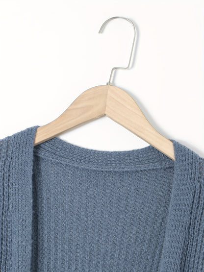 Elegante cárdigan acanalado con cuello en V profundo – Suéter de punto de otoño/invierno para mujer