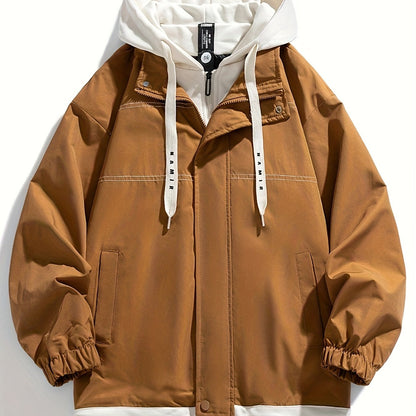 Chaqueta con cremallera y bloques de color para hombre Loom & Soul – Cortavientos ligero con capucha