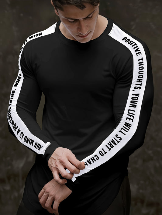 Camiseta de manga larga de alto rendimiento para hombre - Camiseta de gimnasio atlética de secado rápido