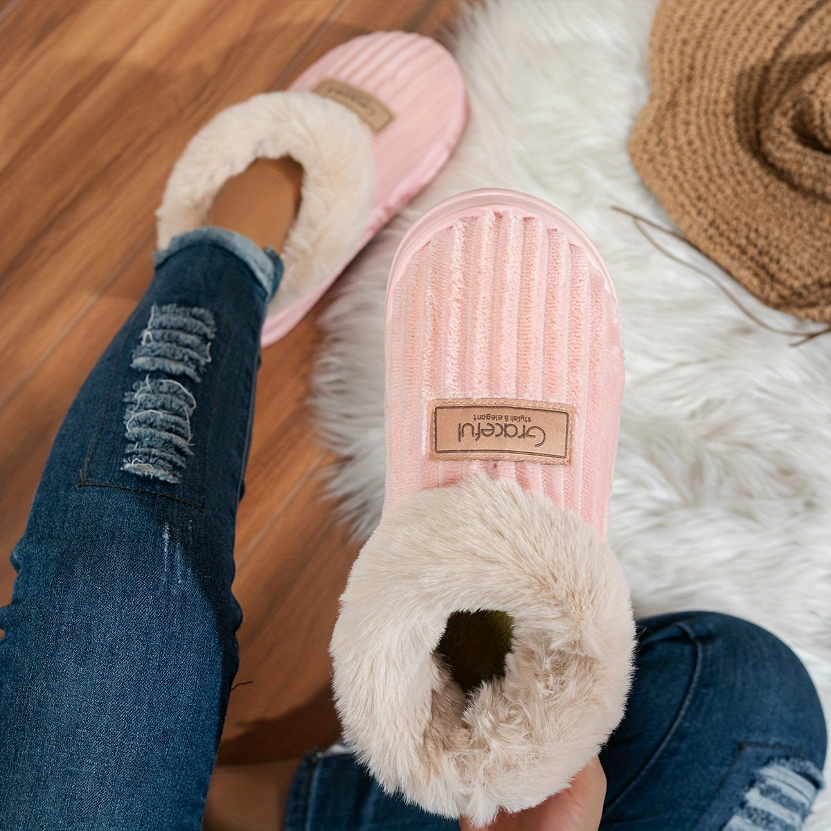 Women’s Thick Sole Slippers – Warm Winter Indoor Comfort