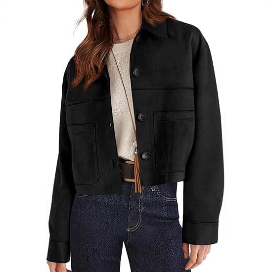 Chaqueta Corta de Ante Sintético para Mujer – Estilo Ligero para el Viaje Diario