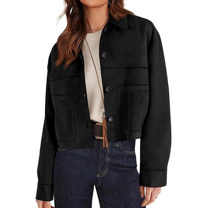 Chaqueta Corta de Ante Sintético para Mujer – Estilo Ligero para el Viaje Diario