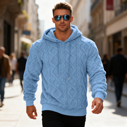 Sudadera con capucha de felpa para hombre - Sudadera holgada de invierno