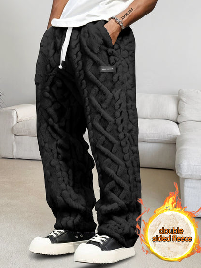 Pantalones de casa de forro polar para hombre – Comodidad cálida de invierno con cordón