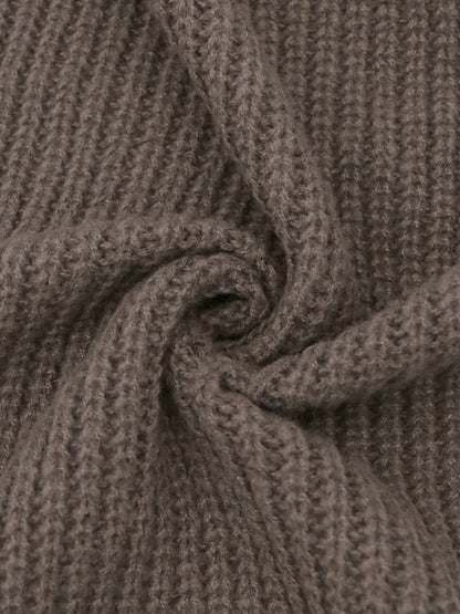 Elegante cárdigan acanalado con cuello en V profundo – Suéter de punto de otoño/invierno para mujer