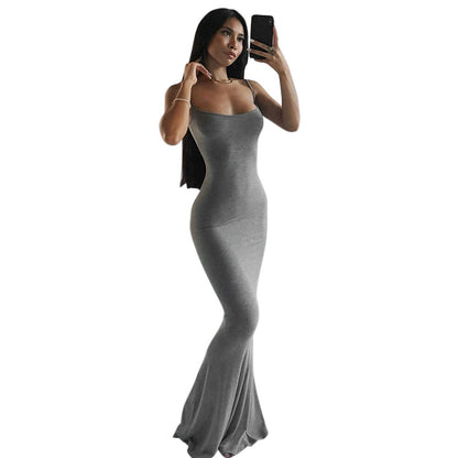 Vestido Largo Maxi A-Line sin Mangas – Vestido de Verano Minimalista de Cintura Alta