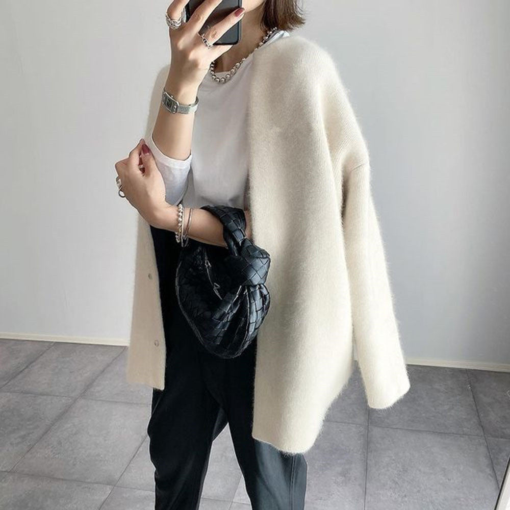 Cárdigan de punto Loom & Soul™ para mujer – Chaqueta de corte ajustado de un solo botón y color liso