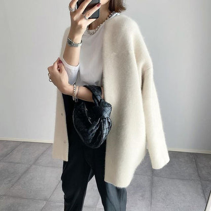Cárdigan de punto Loom & Soul™ para mujer – Chaqueta de corte ajustado de un solo botón y color liso