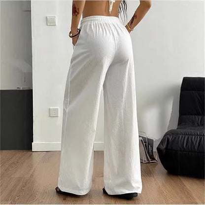 Women’s Flowy Drawstring Pants – High Waist Wide-Leg Fit