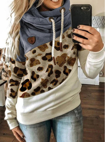Sudadera polar con capucha estampada para mujer - Corte urbano holgado e informal