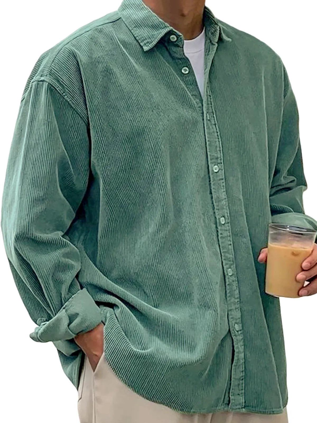Chaqueta de Pana para Hombre – Abrigo Casual de Otoño de Corte Holgado