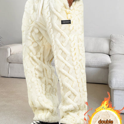 Pantalones de casa de forro polar para hombre – Comodidad cálida de invierno con cordón