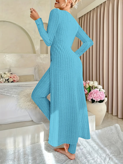 Ensemble deux pièces à carreaux – Haut à manches longues et pantalon assorti pour toutes les saisons
