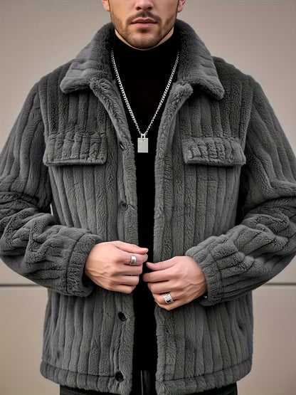 Chaqueta de Franela con Botones para Hombre – Abrigo Casual de Solapa para Invierno