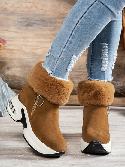 Women’s Platform Ankle Boots – Plush Lined Winter Zip Shoes