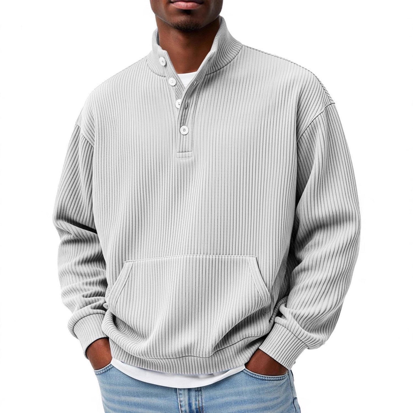 Sudadera de Cuello Alto Lisa para Hombre – Polo Casual de Manga Larga