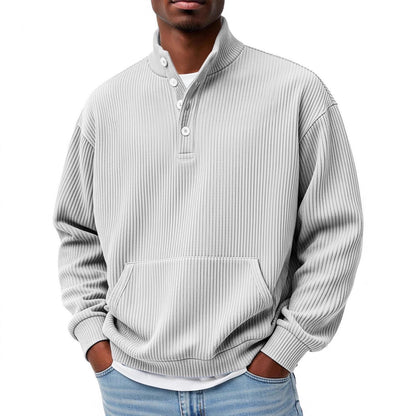 Sudadera de Cuello Alto Lisa para Hombre – Polo Casual de Manga Larga